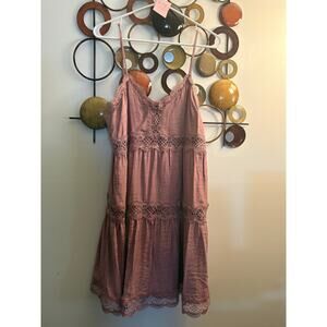 D15: Express Large Pink Boho Style Mini Dress